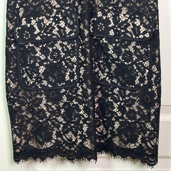 J Crew Size 2 Black Lace and Nude Sleeveless Dress with Pockets - Picture 6 of 9